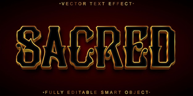 Vektor dark golden sacred vector vollständig bearbeitbares smart object text-effekt