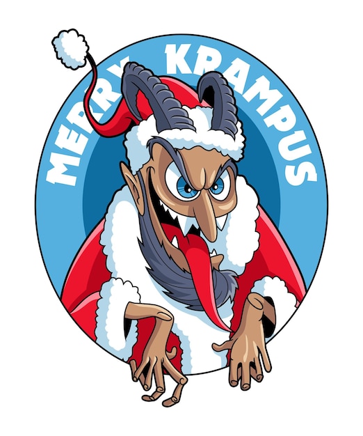 Vektor dark krampus mit weihnachtsmannskostüm