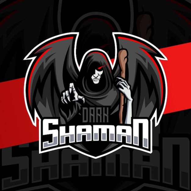 Dark shaman maskottchen esport logo design