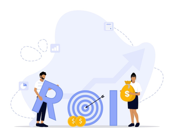 Vektor darstellung des return on investment roi-konzepts