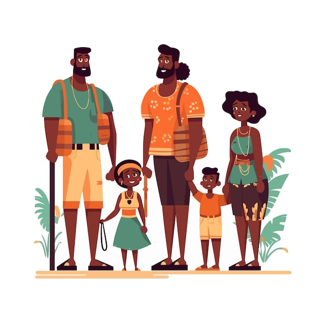 Vektor darstellung schwarze familie am strand afrikanisch-amerikanische menschen konzept