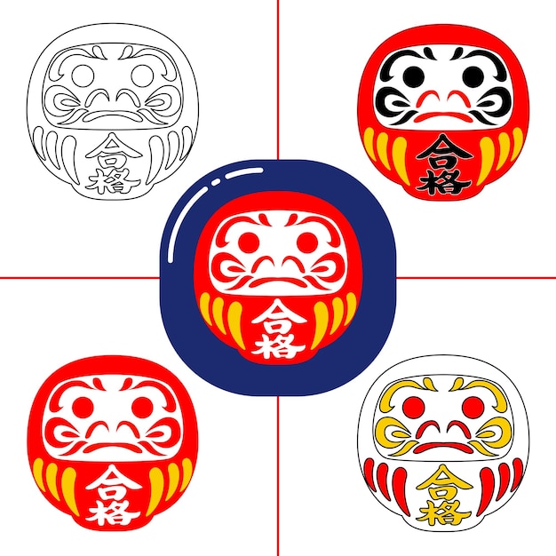 Vektor daruma im flachen designstil