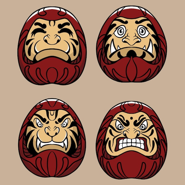 Vektor daruma-set-vektorillustration, die speziell für branding-werbung und andere bedürfnisse entwickelt wurde