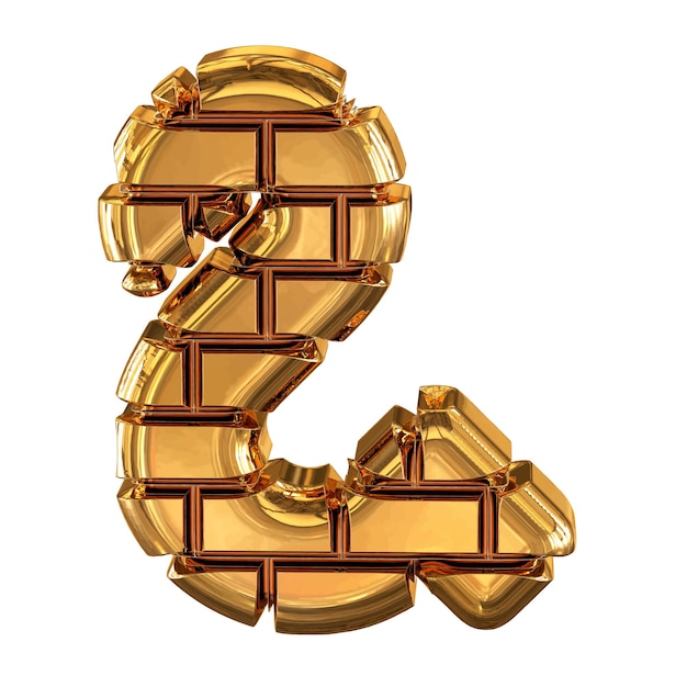 Das 3D-Symbol aus Goldziegeln