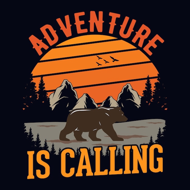 Das abenteuer ruft - t-shirt, wild, typografie, bergvektor - camping- und abenteuer-t-shirt