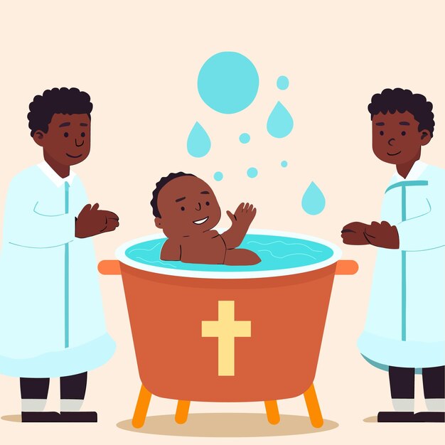 Vektor das baby wird nach christlichem ritus getauft