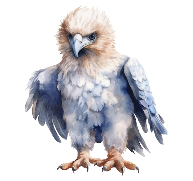 Vektor das blaue adler-aquarellgemälde mit weißem hintergrund