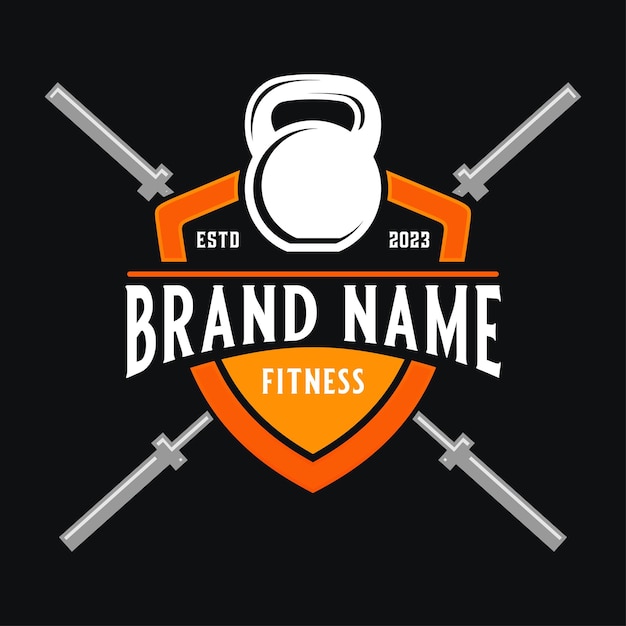 Das crossfit-logo-design mit dem kettlebell-symbol eignet sich perfekt für fitness- oder gymnastiksportarten