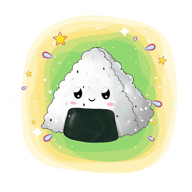 Das Dreieck glücklich Onigiri mit ihren Augen