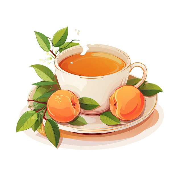 Das flache vektor-logo apricot tea vector weißer hintergrund ist
