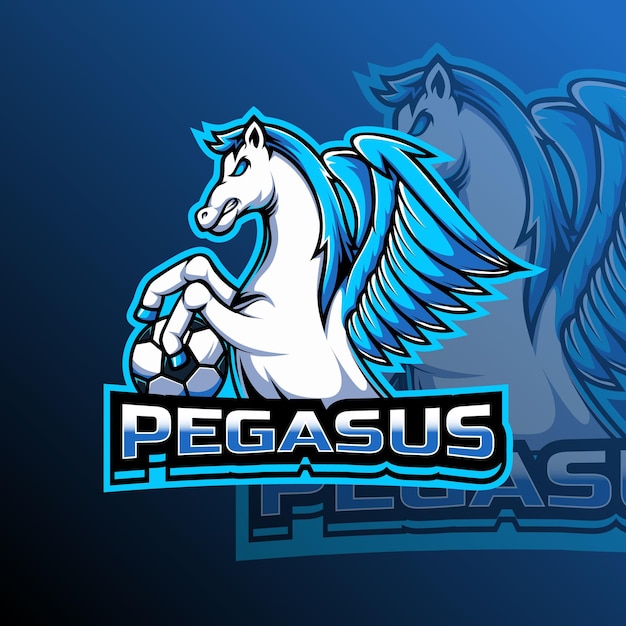 Vektor das fliegende pegasus-logo-team-abzeichen.