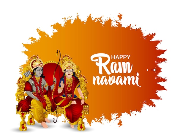 Das indische religiöse fest happy ram navami mit vektorillustration.
