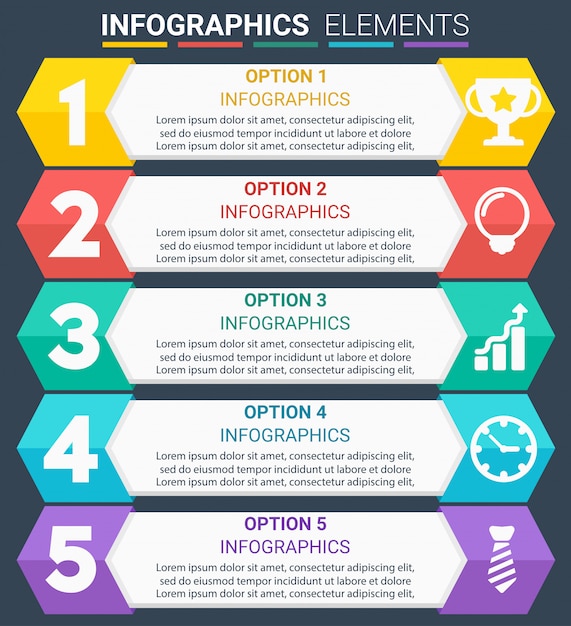 Vektor das infographics-element ist die nummer fünf