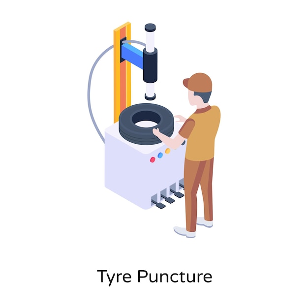 Das isometrische symbol des reifenstanzers ist für den premium-einsatz verfügbar