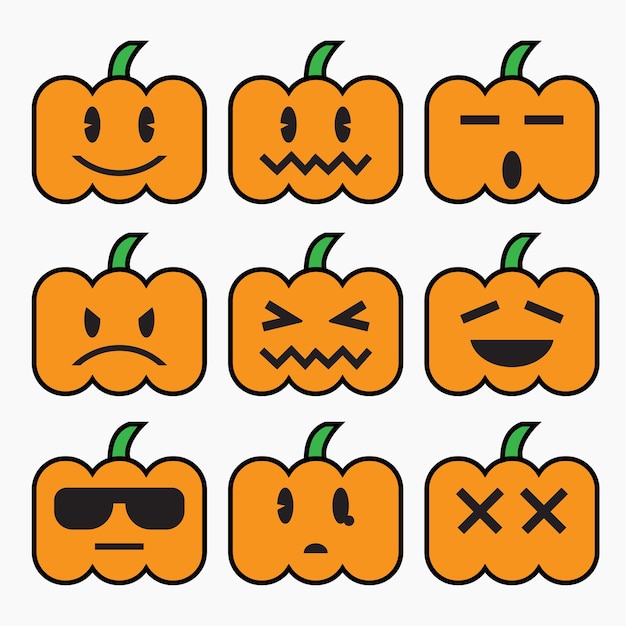 Vektor das jack-o-lantern-kürbis-symbol-emotion-design