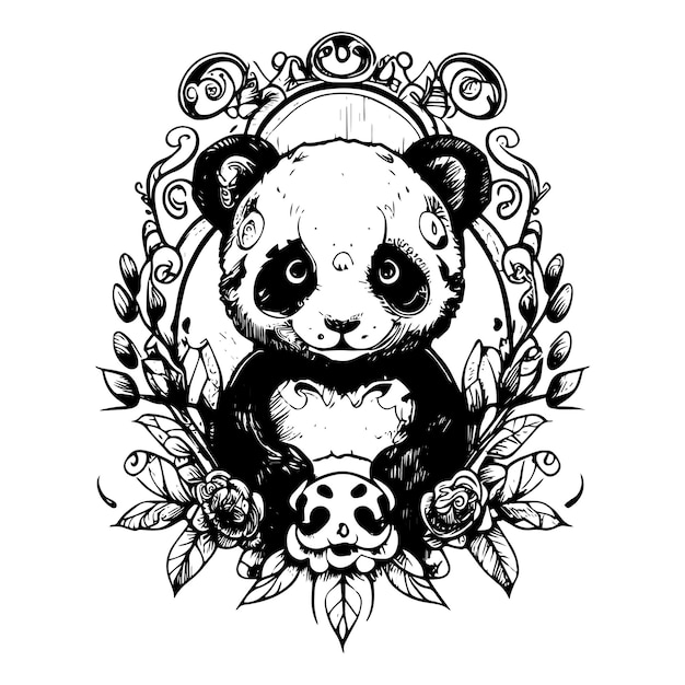 Vektor das kawaii panda logo ist ein charmantes und unwiderstehliches design