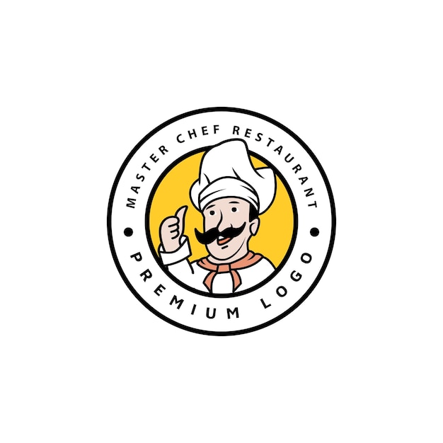 Das koch-retro-symbol für restaurant-emblem-stempel-logo-design