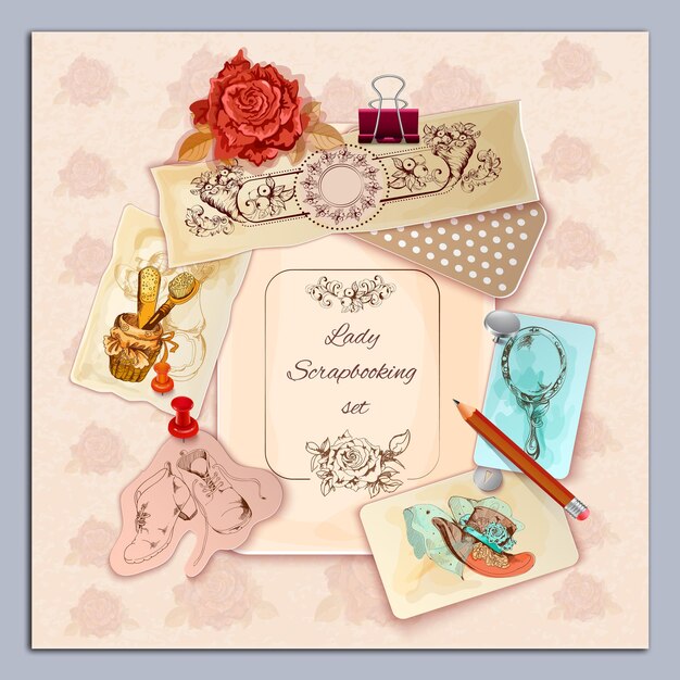 Vektor das ladies scrapbooking set