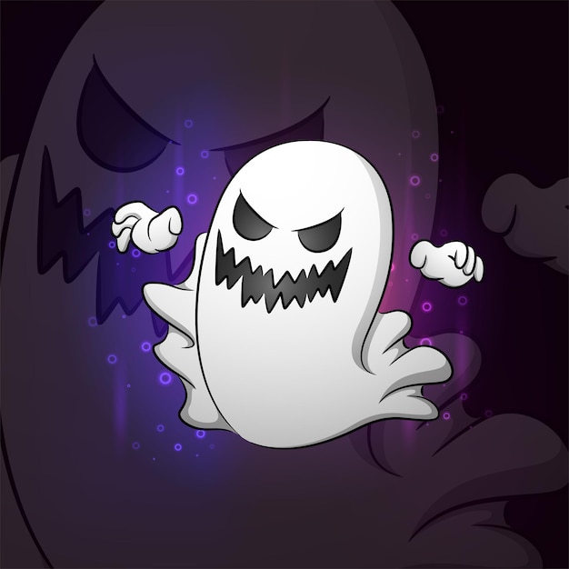 Das lächelnde Ghost-Esport-Logo-Design der Illustration