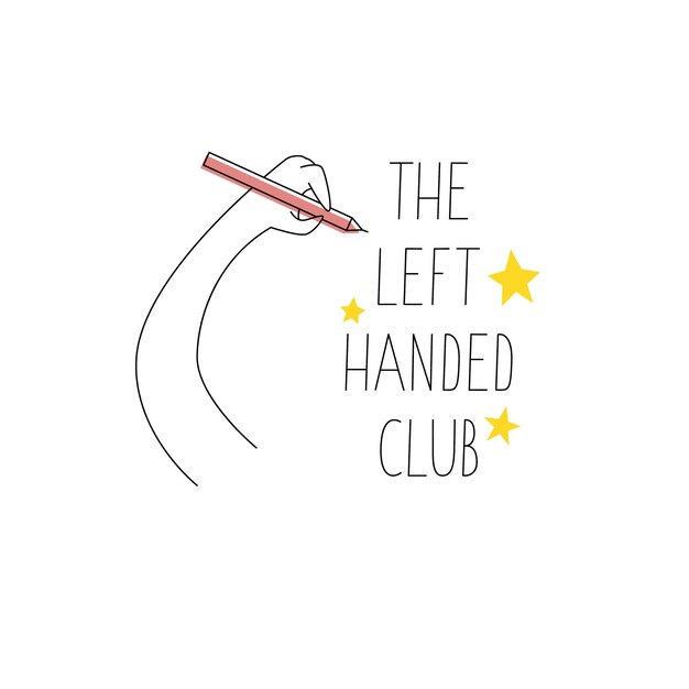 Vektor das linkshänder-club-symbol die linke hand hält einen stift und schreibt