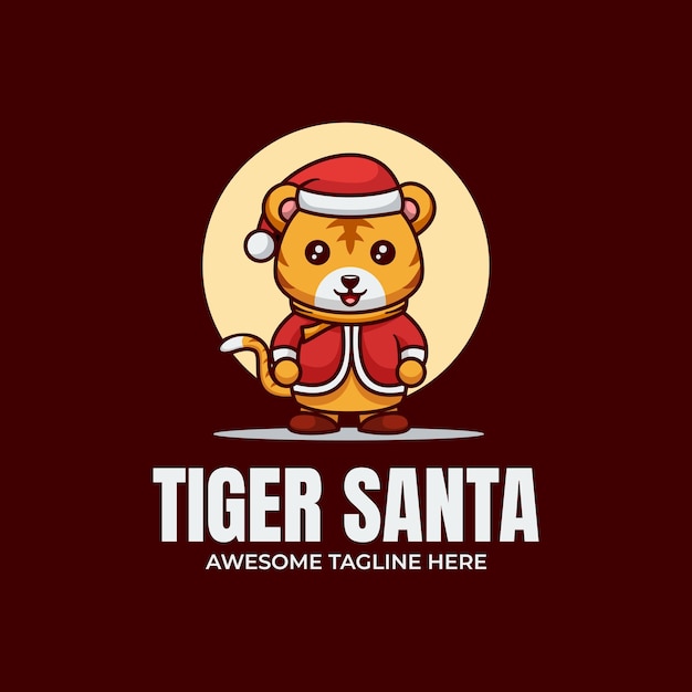 Vektor das logo des tiger-maskots des weihnachtsmanns