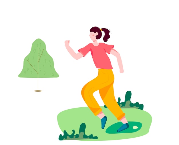 Das Mädchen ist mit morgendlichem Joggen beschäftigt