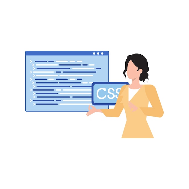Vektor das mädchen macht css-programmierung