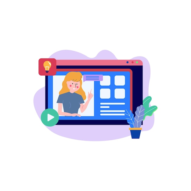 Das Mädchen unterrichtet online
