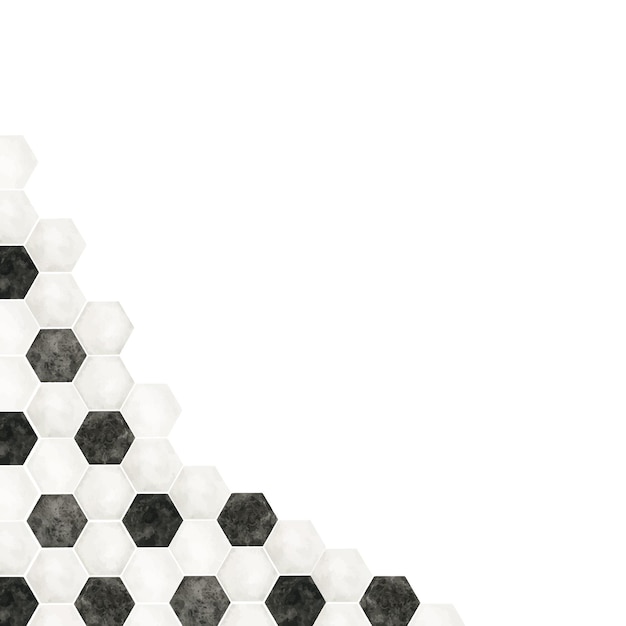 Das muster eines fußballs aquarellrahmen schwarz-weißes sechseck-layout