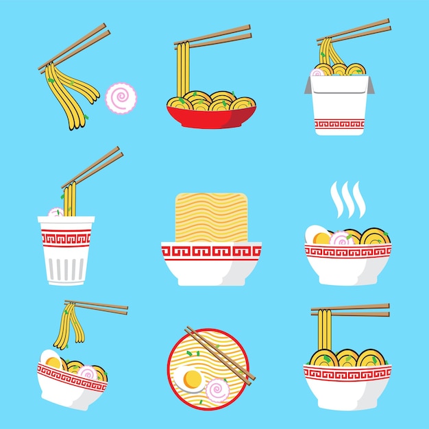 Das Noodle Street Food Asia Bundle Set Vektordesign