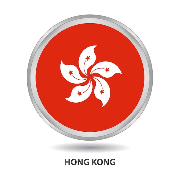 Vektor das runde flaggendesign von hongkong wird als abzeichen, knopf, symbol, wandmalerei verwendet