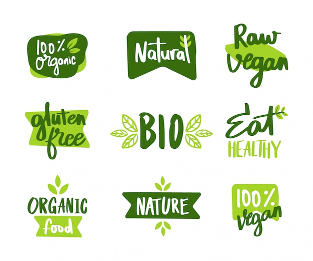 das Set von Vegan und Umweltzeichen