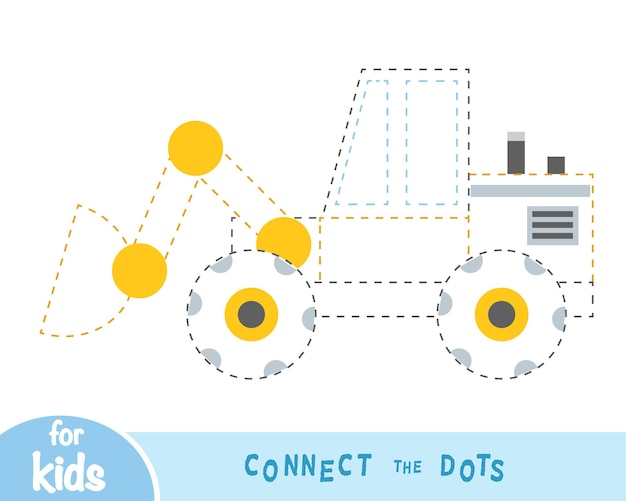 Vektor das spiel connect the dots für kinder wheel loader