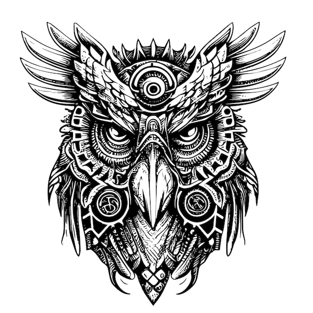 Vektor das steampunk owl logo ist ein faszinierendes emblem, das den vintage-charme der viktorianischen ära verbindet