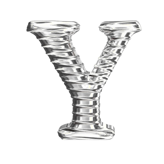 Vektor das symbol 3d aus silbernem buchstaben y