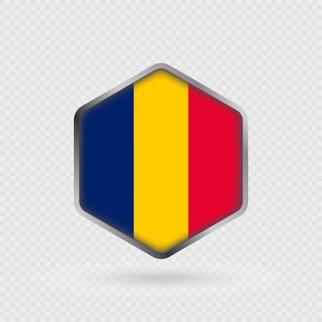Das Symbol der Flagge des Tschads in Form eines Sechseckers