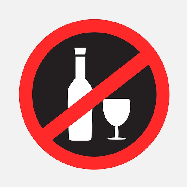 Vektor das trinken von wein und alkoholischen getränken ist verboten
