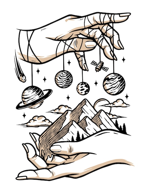 Das Universum in Ihrer Handillustration