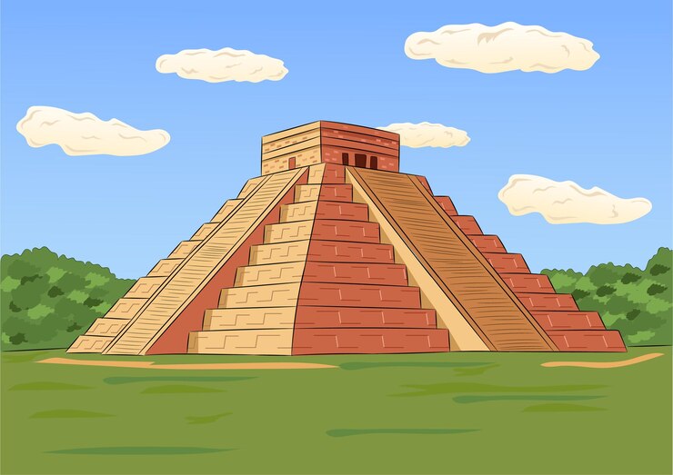 Vektor das vektorbild der alten maya-pyramiden