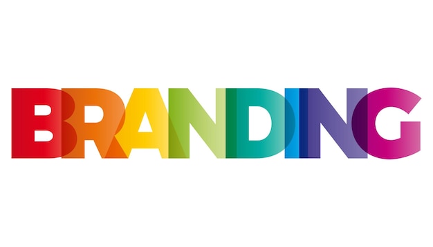 Das Wort Branding Vector Banner mit dem textfarbenen Regenbogen