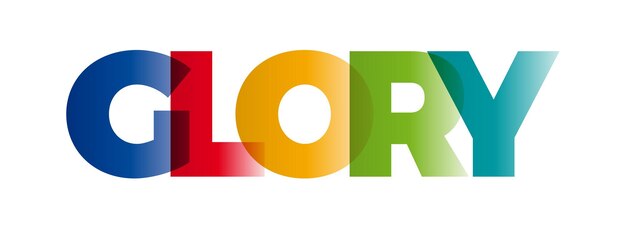 Das Wort „Glory Vector“-Banner mit dem textfarbenen Regenbogen