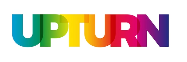 Das Wort Upturn Vector Banner mit dem textfarbenen Regenbogen