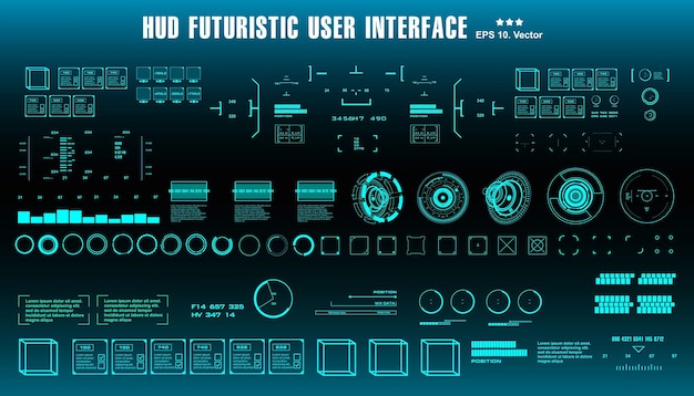 Dashboard-anzeige virtual-reality-technologie-bildschirm hud futuristisches grünes ziel der benutzeroberfläche