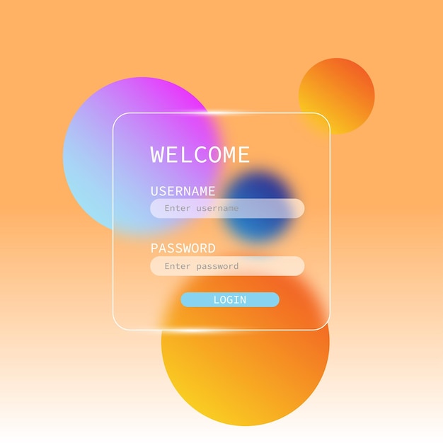 Dashboard-login-app-webglasmorphismusvektor3d