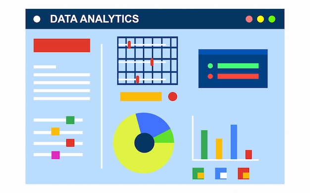 Vektor dashboard-seitendesign für geschäftsdatenanalysen