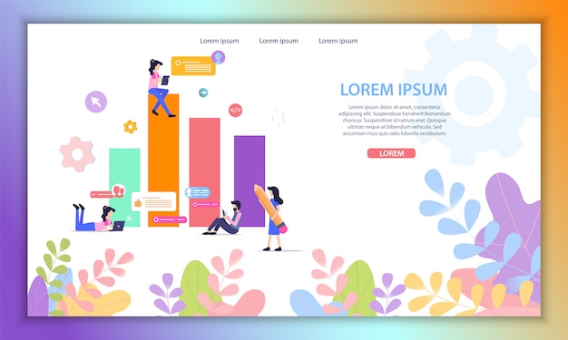 Data Analytics-Onlinedienst-flache Vektor-Website