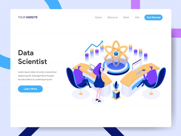 Data scientist isometric illustration für website-seite