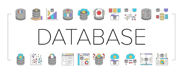 Database-Administrator-Server-Symbole-Satzvektor