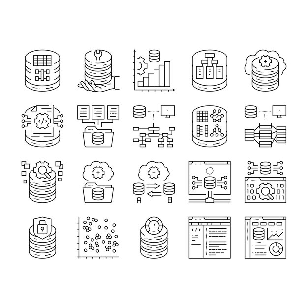 Database-Administrator-Server-Symbole-Satzvektor
