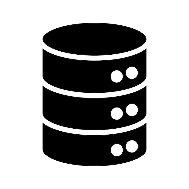 Database-Icon-Set Zylinder-Server-Daten-Speicher-Vektor-Symbol hdd-Cloud-Datenbank-Piktogramm in schwarzem gefülltem und umrissenen Stil